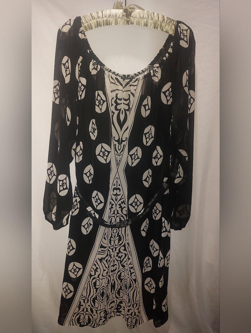 Lane Bryant Black and White Long Sleeve Printed Dress